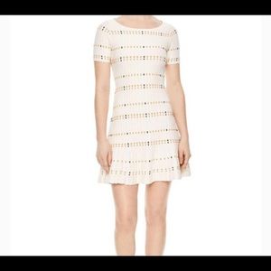 Sandro textures knit cream short sleeved dress